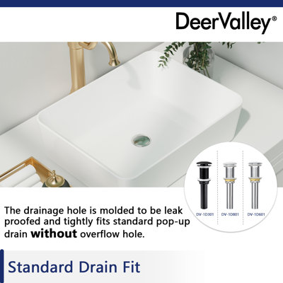 DeerValley Ally 19" x 15" Vitreous China Rectangular Bathroom Sink Vessel Sink