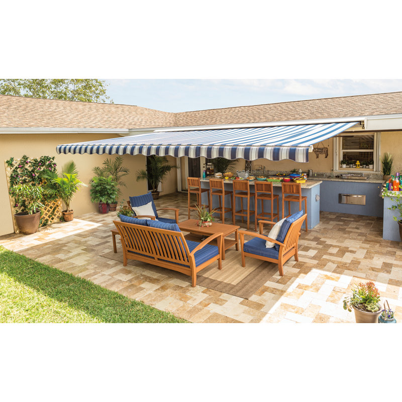 Sunsetter Motorized Xl Woven Acrylic Retractable Soffit Patio Awning Wayfair