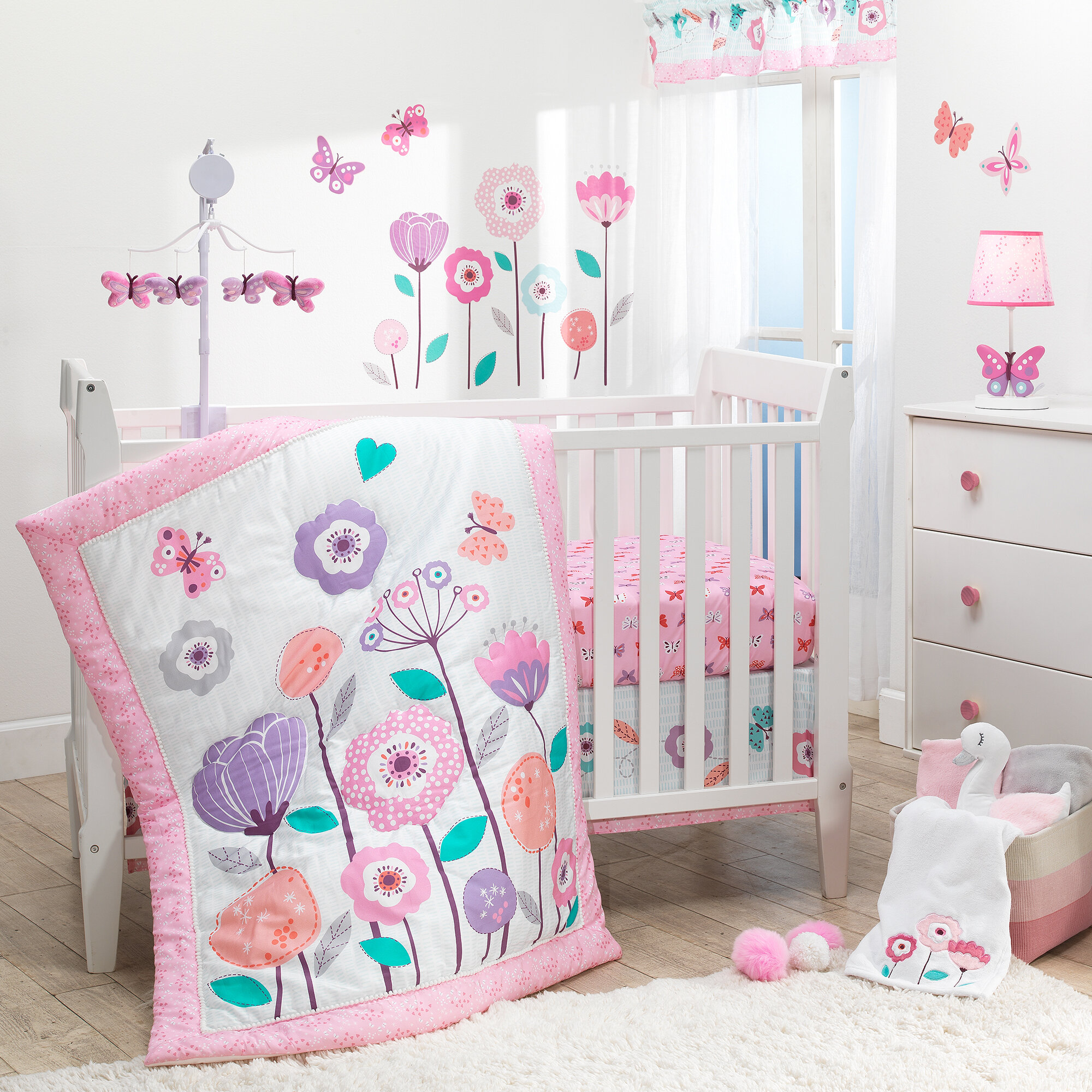 13PCS Pink Entranced Forest Baby Nursery Crib Bedding Sets  Holiday Special 