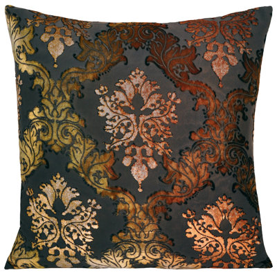 Brocade Velvet Throw Pillow Kevin Obrien Studio Color Copper Ivy