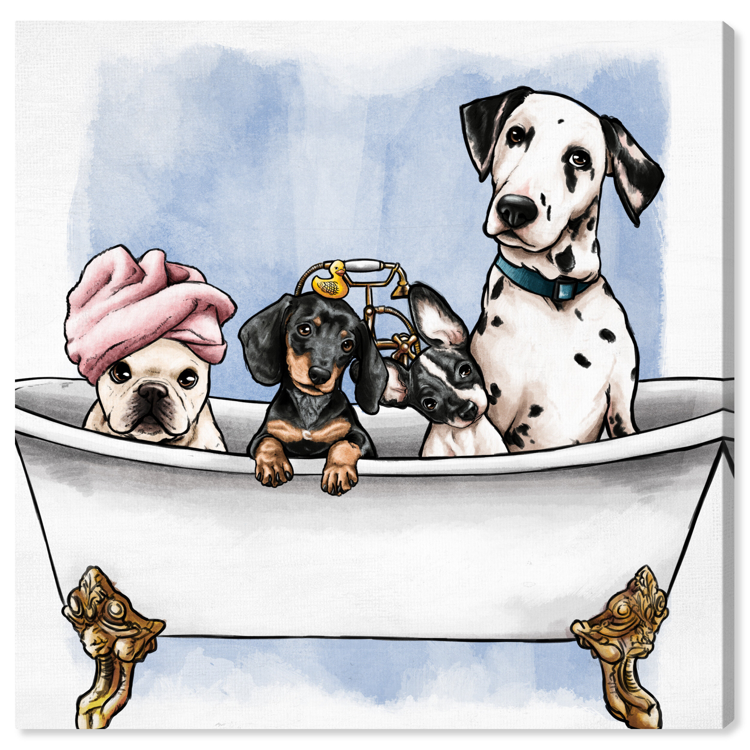 Art Remedy Bath And Laundry Glam Pets In The Tub By Lola Ana Wrapped Canvas Graphic Art Print Reviews Wayfair