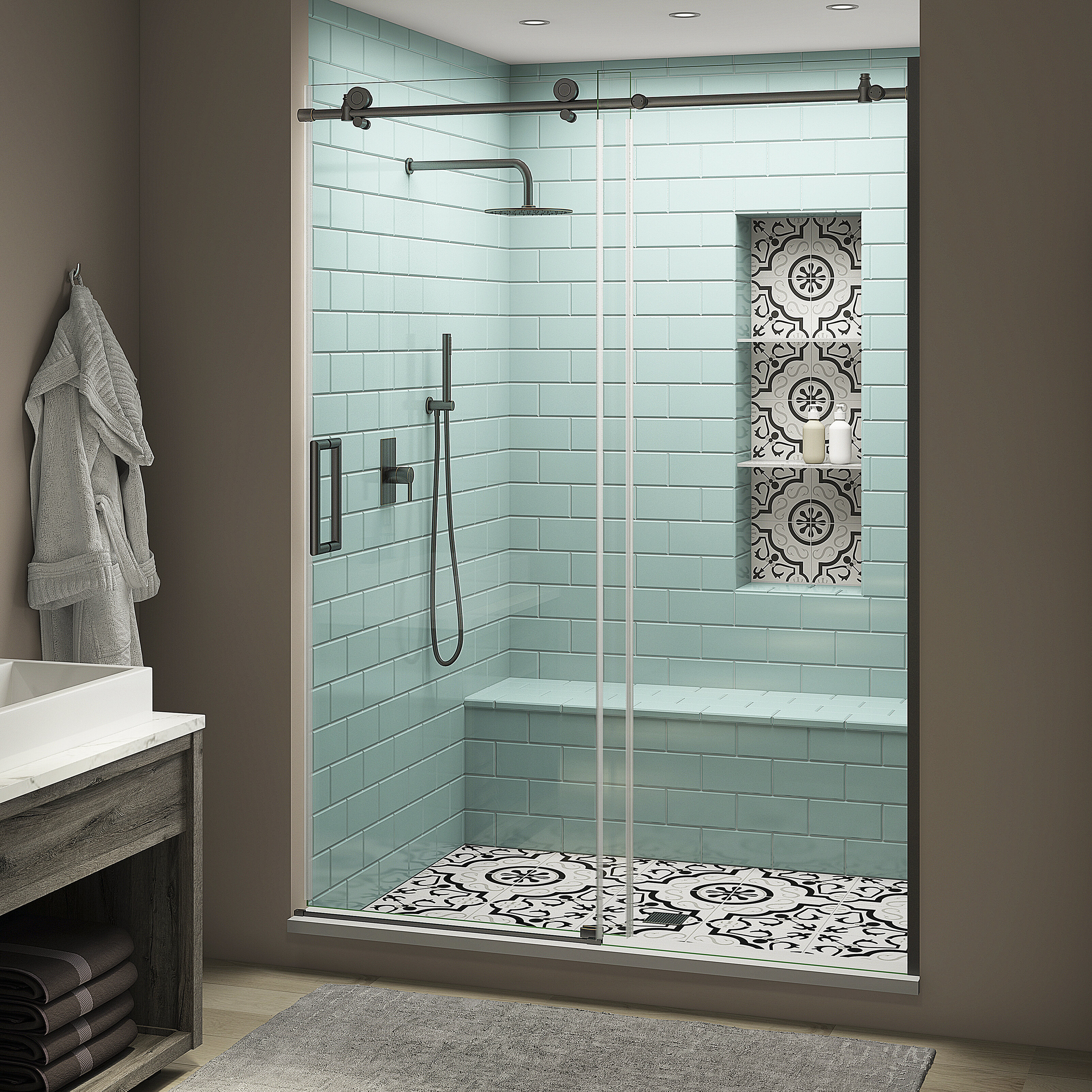 Aston Coraline Xl44 W X 80 H Single Sliding Frameless Shower Door Wayfair