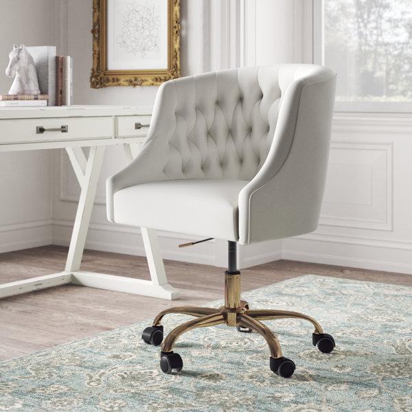 white and gold desk chair