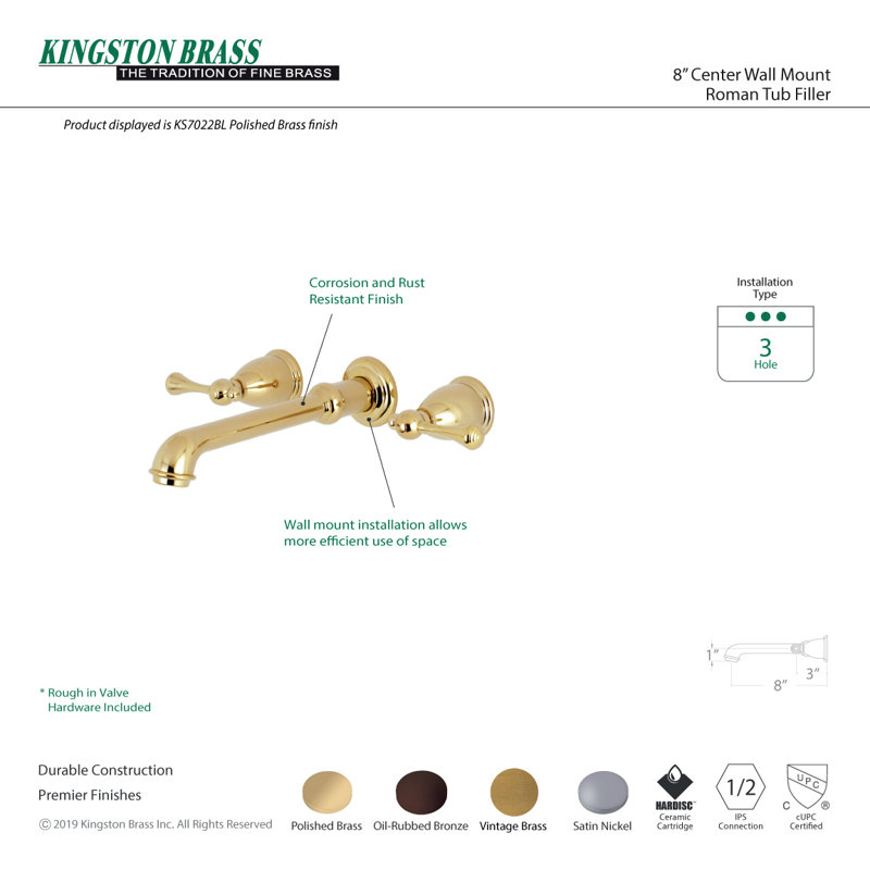 Kingston Brass English Country Double Handle Roman Tub Faucet
