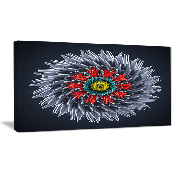 Designart Abstract Silver 3d Flower Graphic Art Print On Wrapped