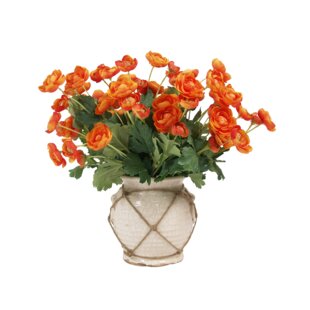 Ranunkelstrauß 65x45cm Orange Art Fleurs Artificielle Ranunkel Bouquet 