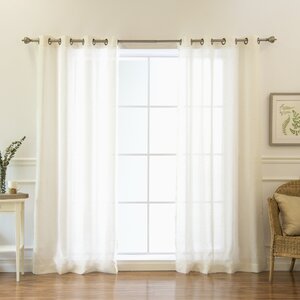 Faux Linen Grommet Top Curtain Panels (Set of 2)