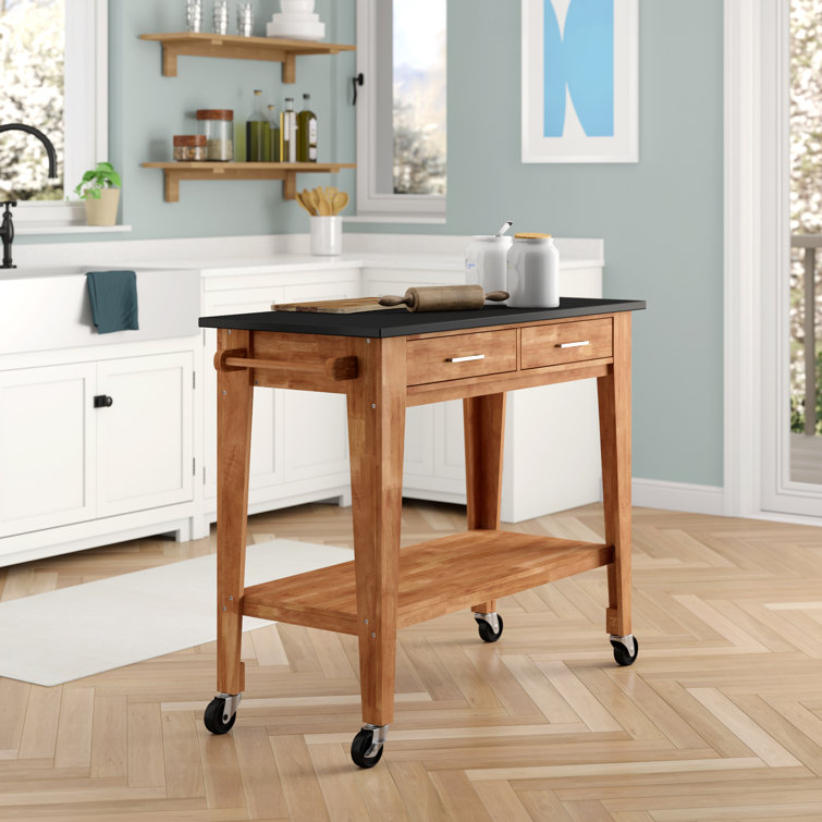 Latitude Run Valora Kitchen Cart With Granite Top Reviews Wayfair