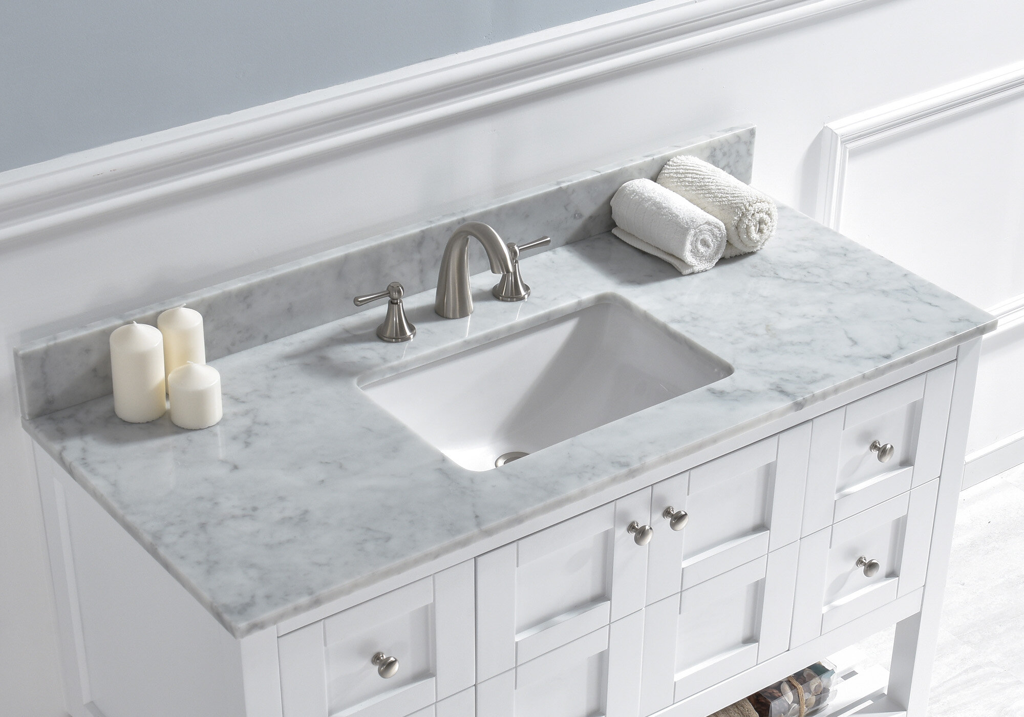 Woodbridge 49 Single Bathroom Vanity Top In Carra White With Sink And Faucet Reviews Wayfair