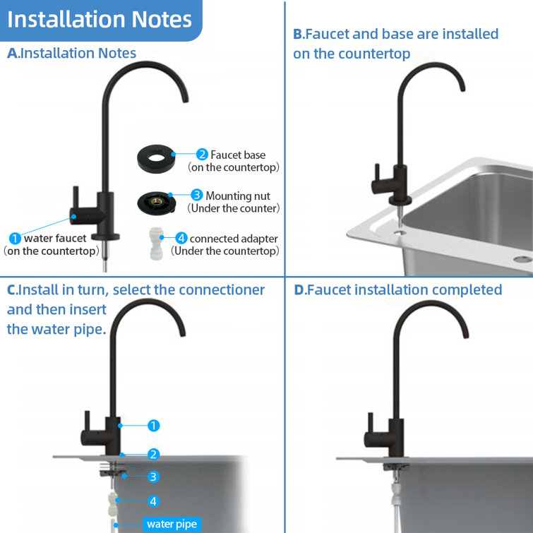 Lead-free Single-Handle Beverage Faucet in Stainless Steel Matte Black Fit  for Reverse Osmosis System
