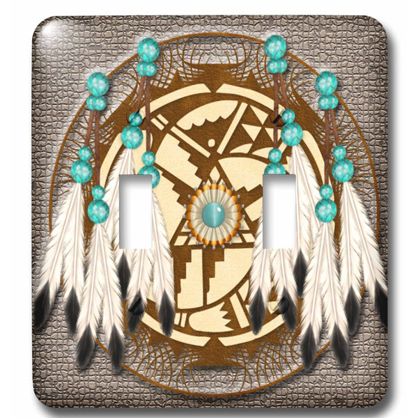 Designer One Of A Kind Native American Art 2 Gang Toggle Light Switch Wall Plate