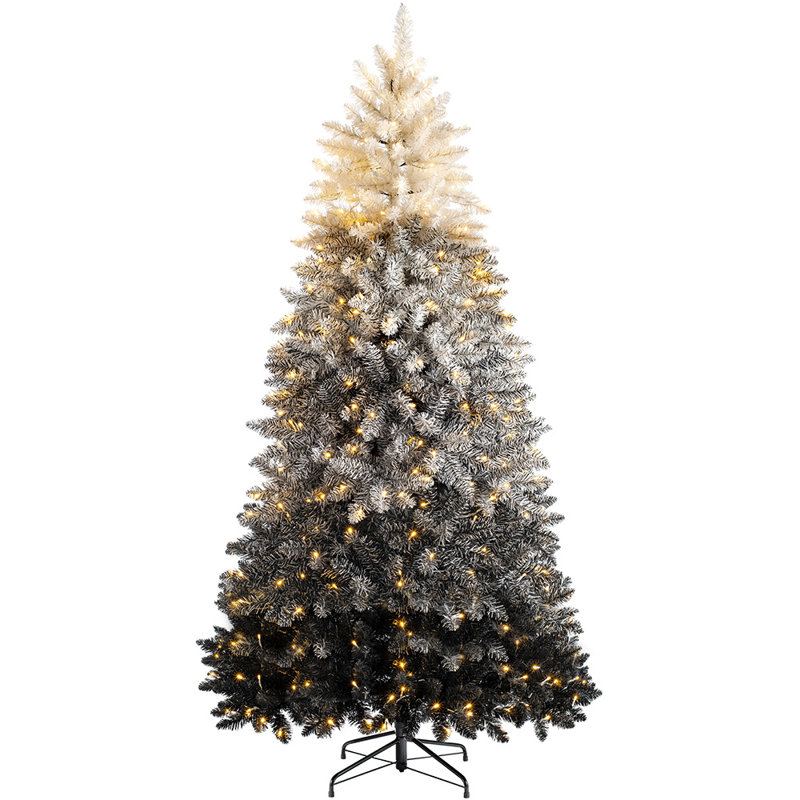 The Seasonal Aisle Ombre 7ft White Silver Black Artificial Christmas Tree With 450 Clear White Lights With Stand Wayfair Co Uk