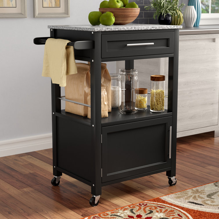Andover Mills Elsie Kitchen Cart With Granite Top Reviews Wayfair