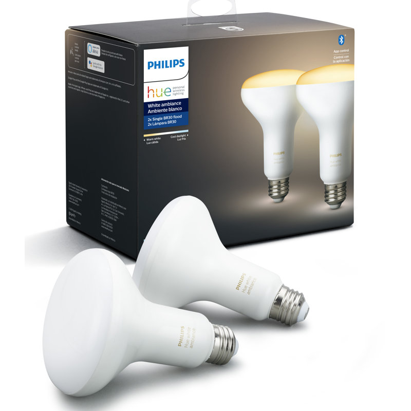 Hue Philips Hue 65 Watt Equivalent Br30 Led Smart Dimmable Light Bulb Warm White 2200k E26 Medium Standard Base Reviews Wayfair