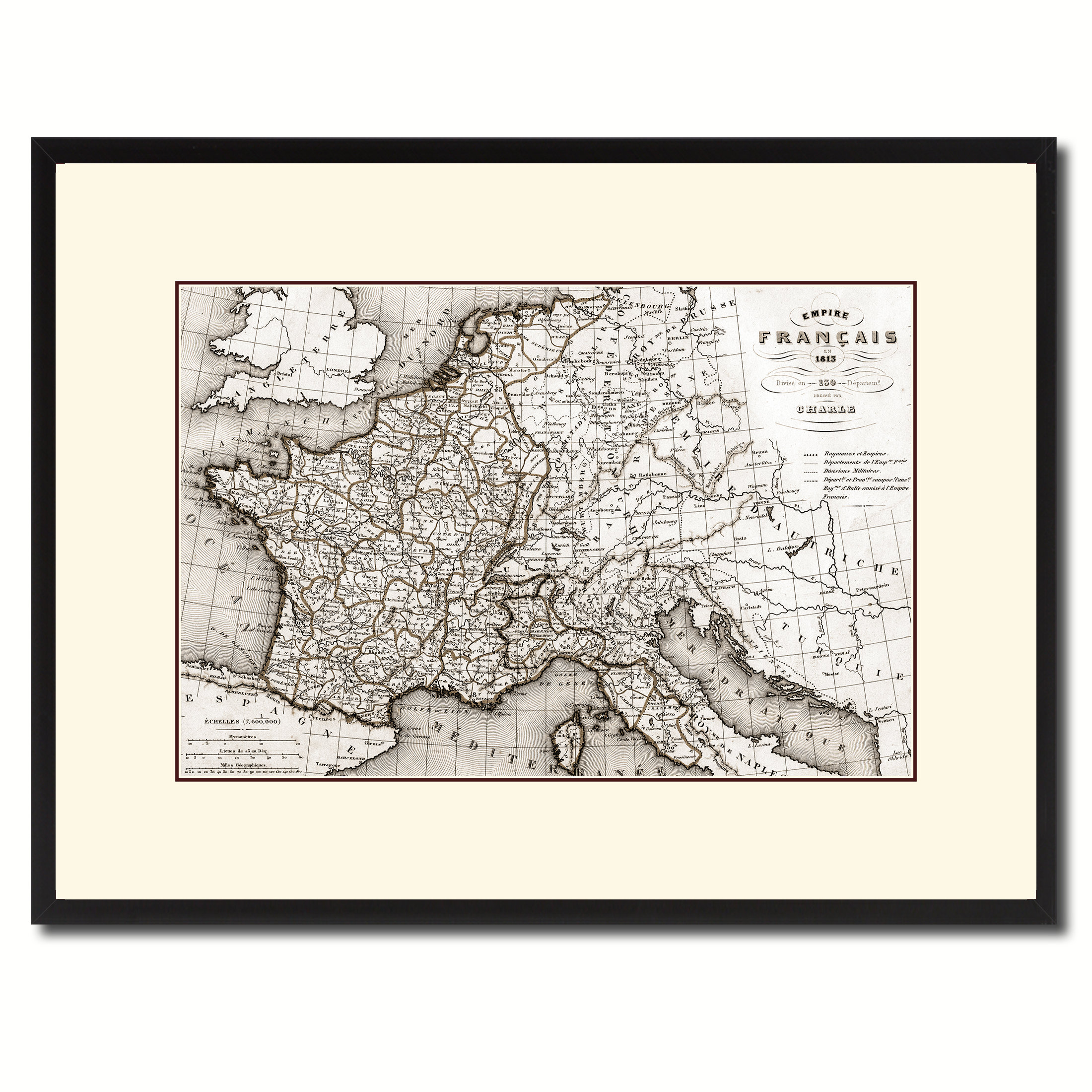 Williston Forge France Revolution Old Sepia Map - Picture Frame Drawing ...