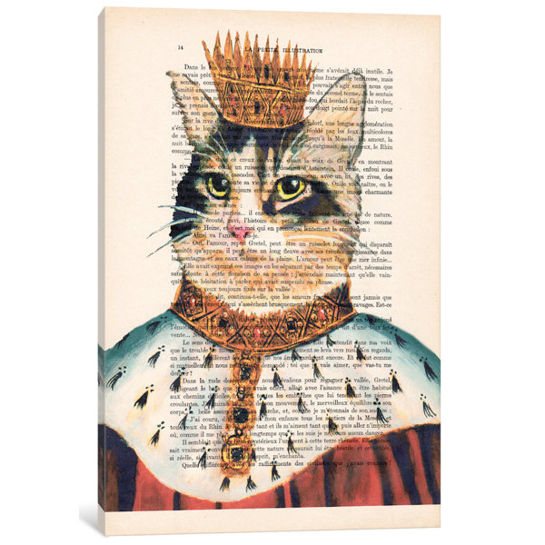East Urban Home Vintage Paper Series King Cat Graphic Art Print