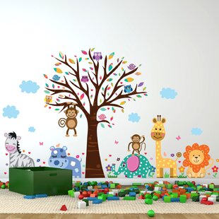 Wall Jungle Animal Decal Stickers Kids Nursery Room Safari Mural Art Decorations 