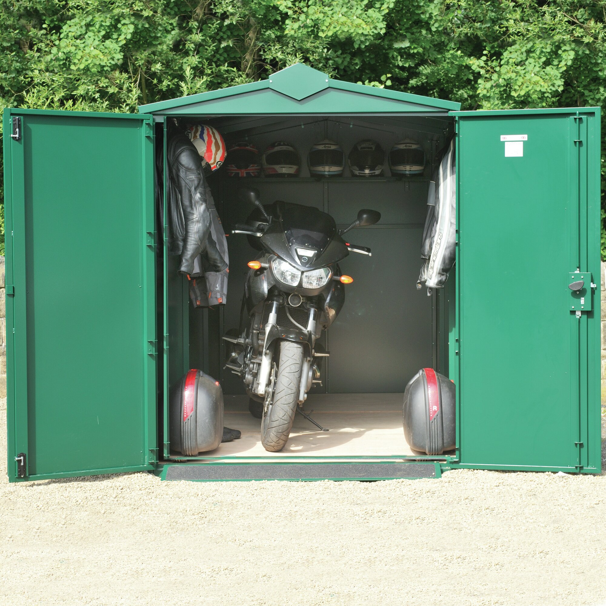 secure motorbike shed