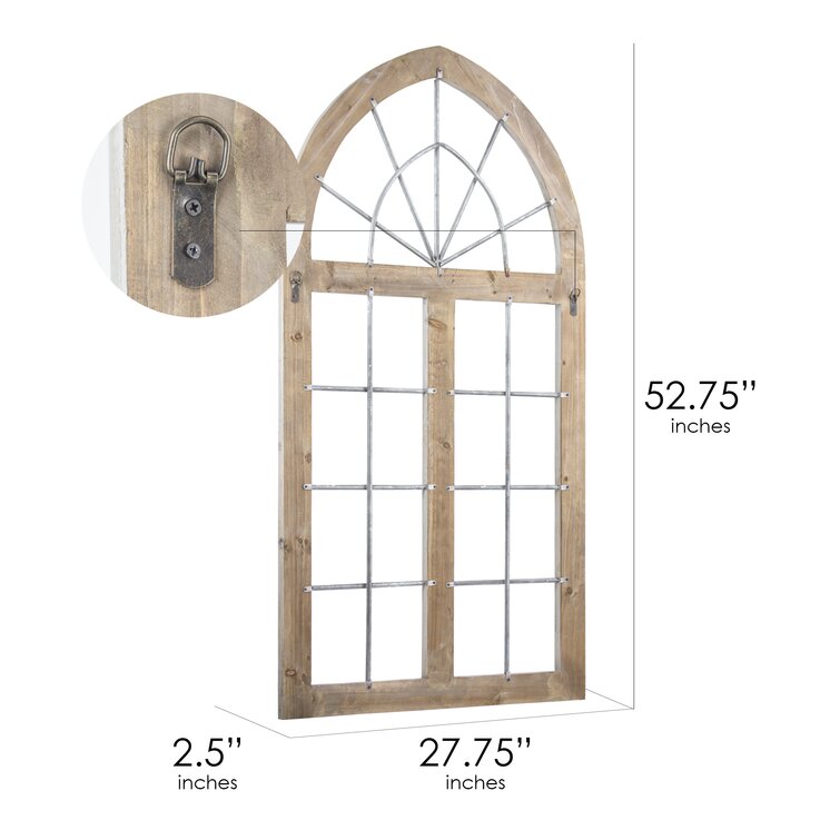 Farmhouse window  wall decor Cathedral style home accent wood MDF 32 inch tall  