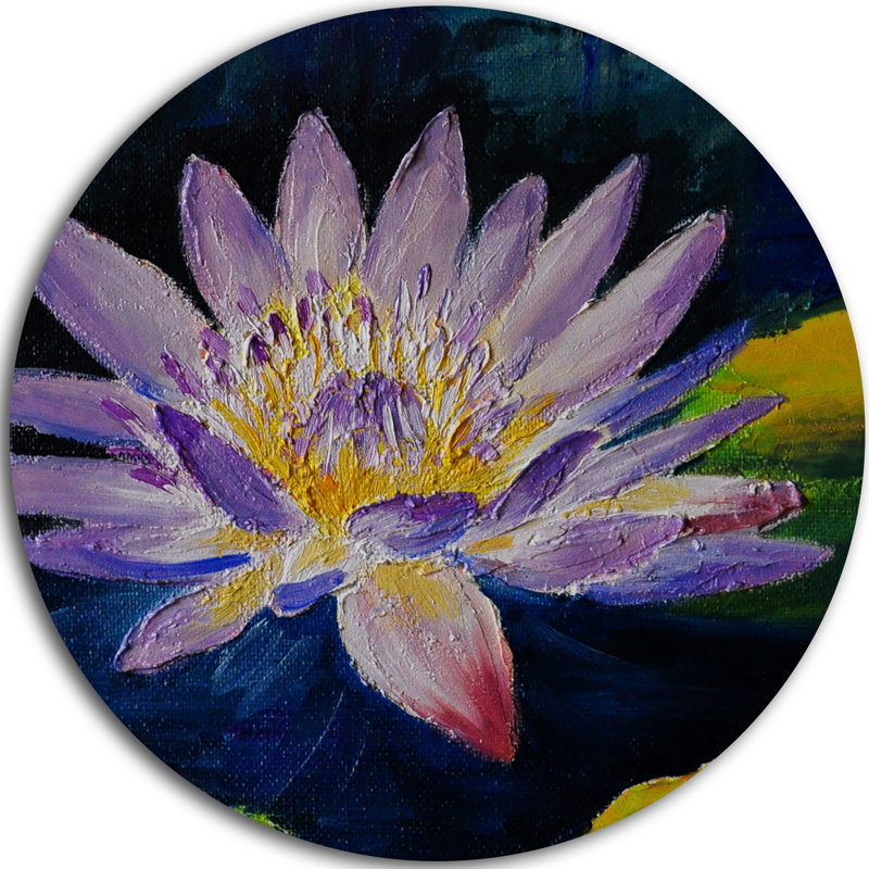 Designart Purple Lotus Flower Oil Painting Print On Metal Wayfair