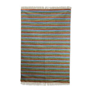 Hand-Woven Blue/Brown/Green Area Rug