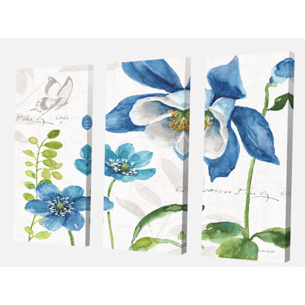 East Urban Home Cabin Lodge Blue Columbine Flowers With