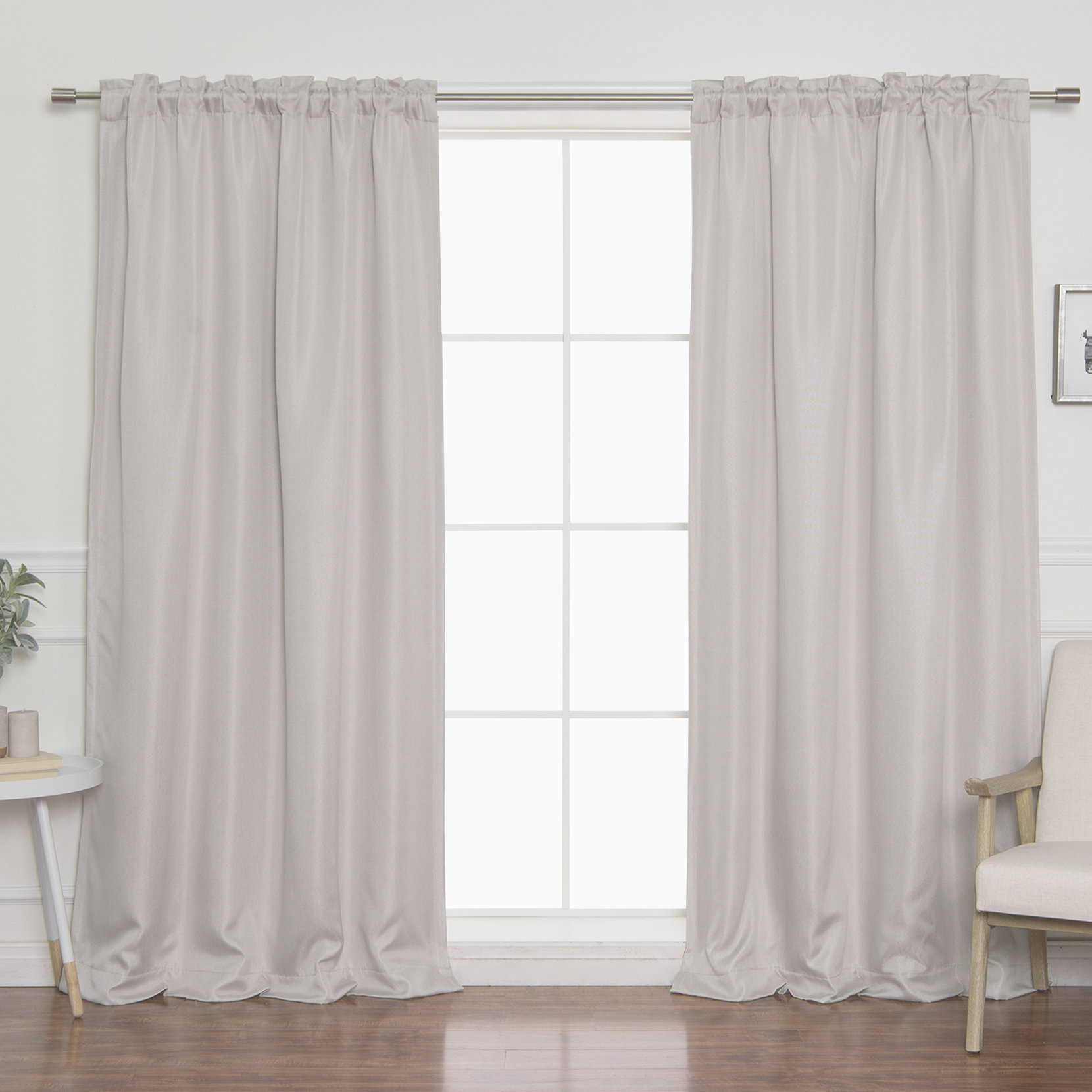 Gracie Oaks Vicenta Basketweave Faux Linen Solid Blackout Back Tab