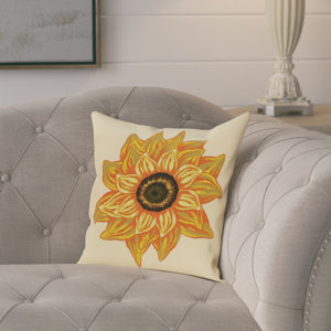 Milieu El Girasol Feliz Flower Print Throw Pillow