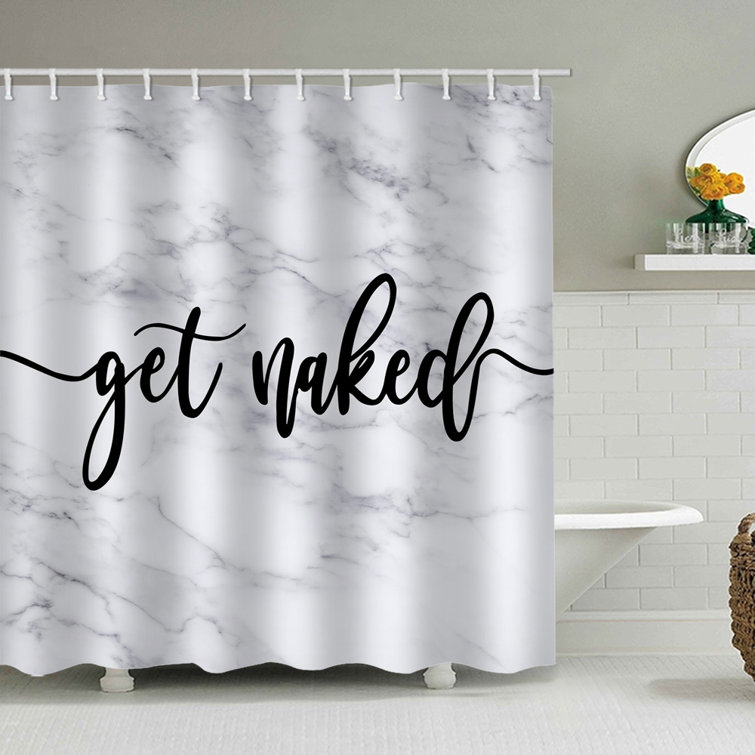Silver White Marble Texture Waterproof Shower Curtain Bathroom Home Decor & Hook 