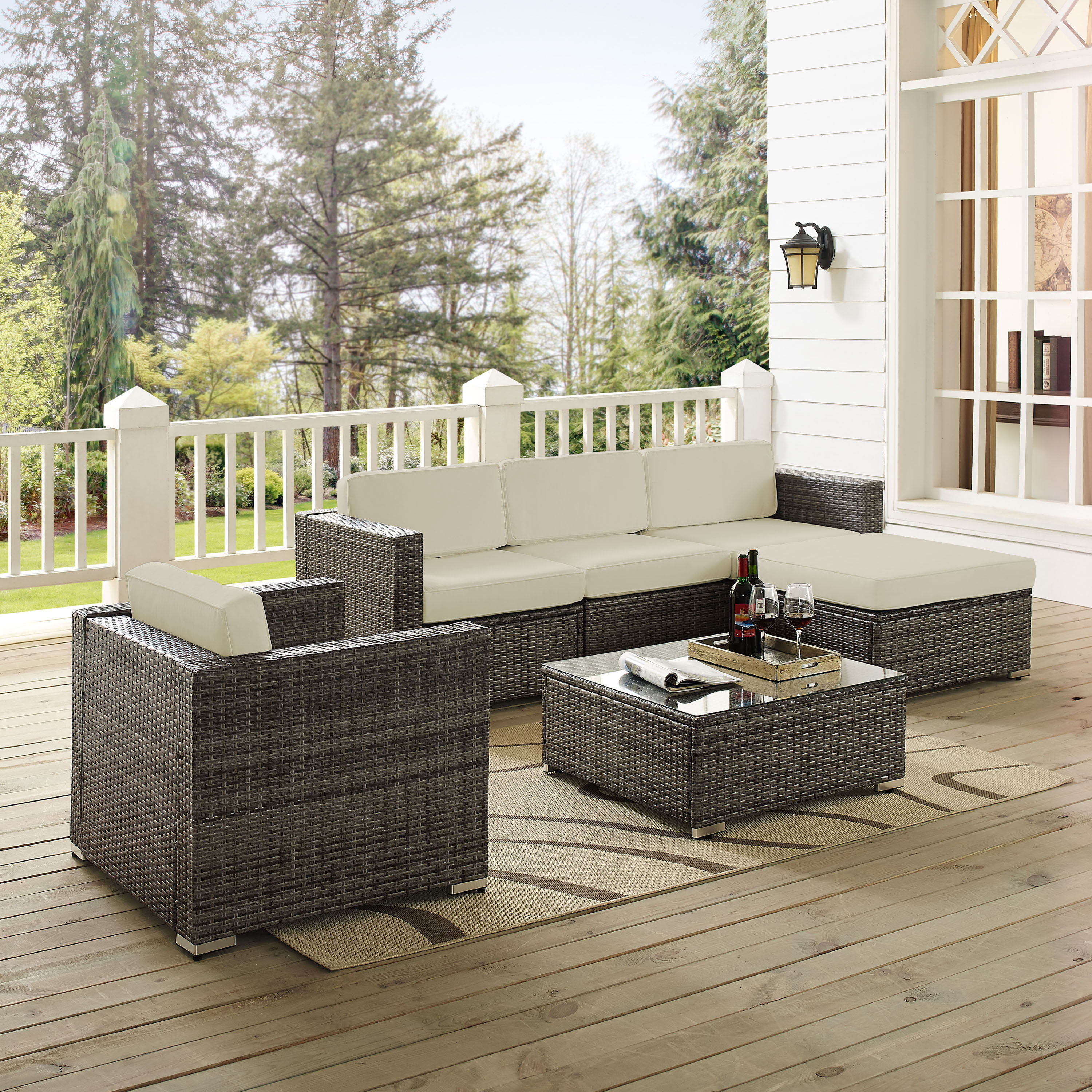Ballista 6 Piece Rattan Sectional Seating Group With Cushions 6 Piece Rattan Sectional Seating Group