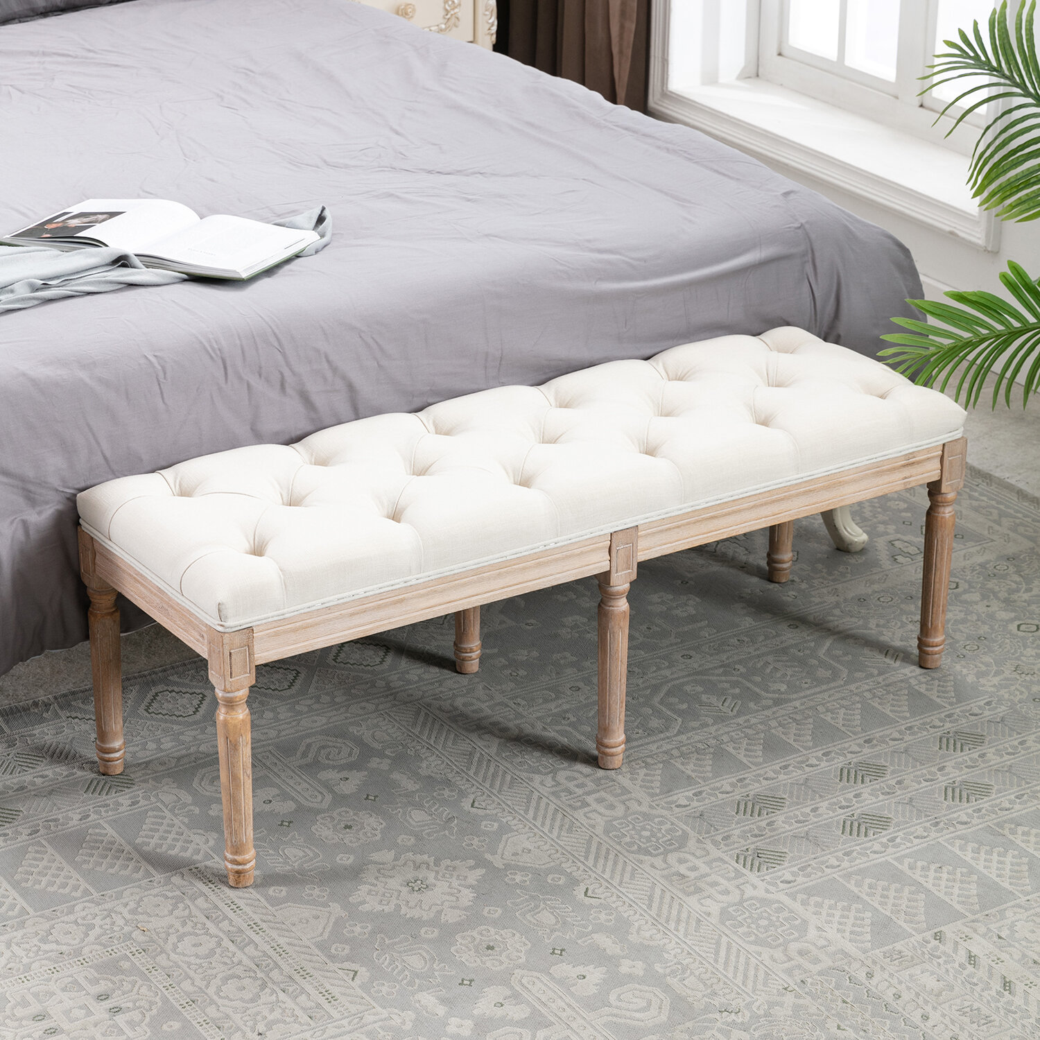 tufted shoe bench