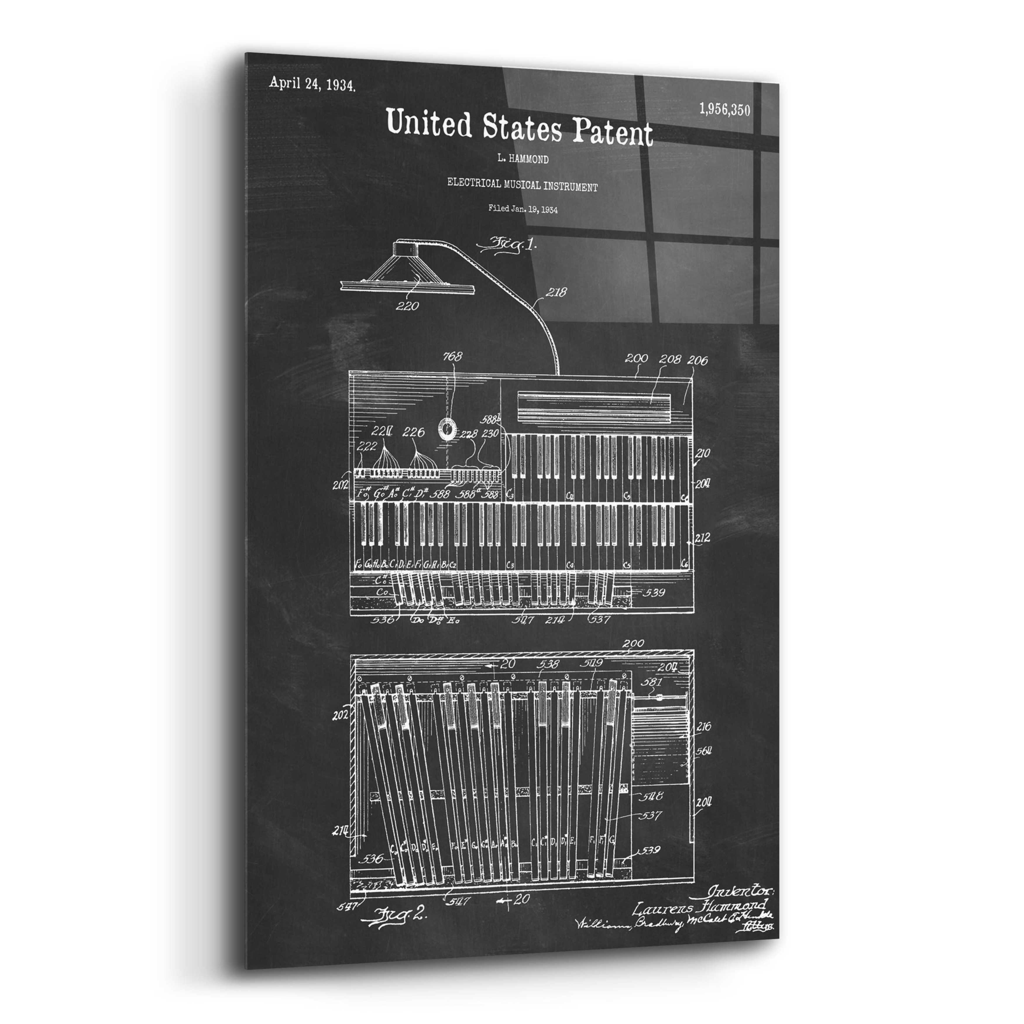 17 Stories Keyboard Instrument Blueprint Patent Chalkboard - Graphic ...