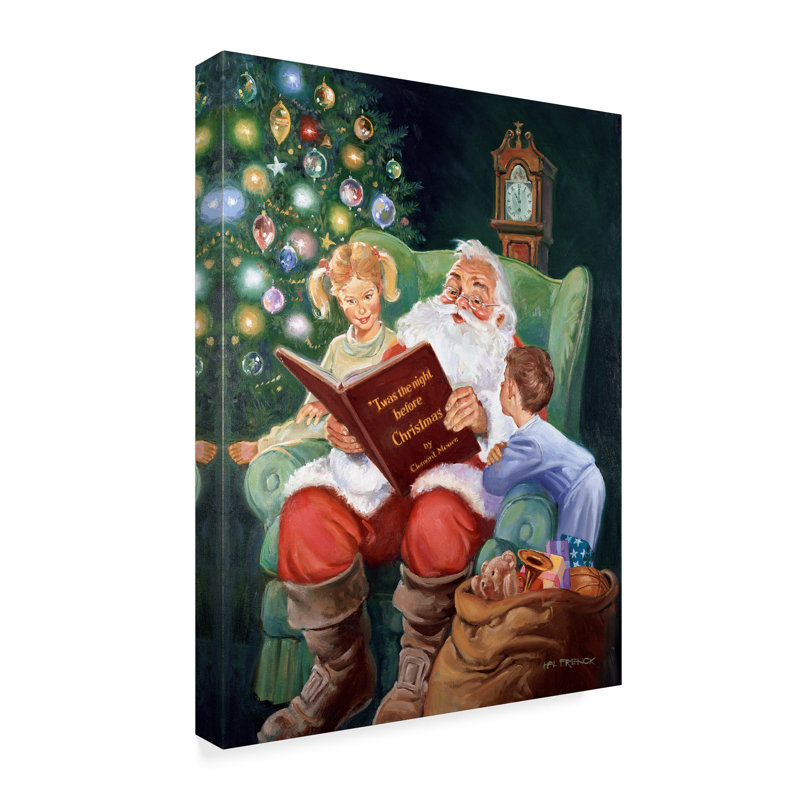 Trademark Art Santas Book Oil Painting Print On Wrapped Canvas