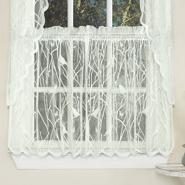 Rooster Lace Valances White or Ivory Tiers and Swags Kitchen Dining Room 