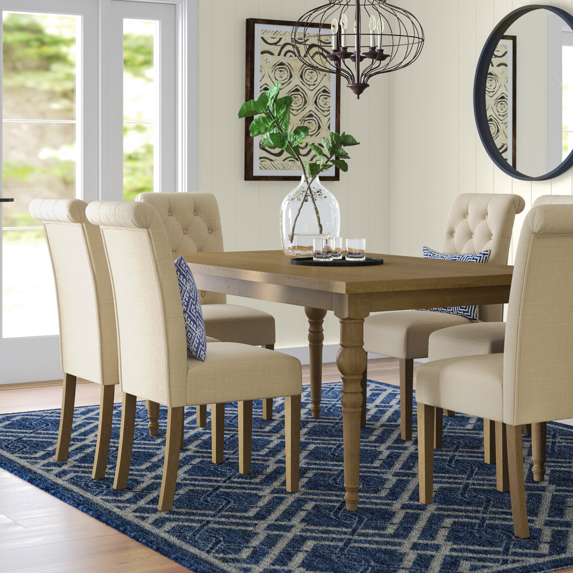 Mistana Atticus 7 Piece Solid Wood Dining Set Reviews Wayfair