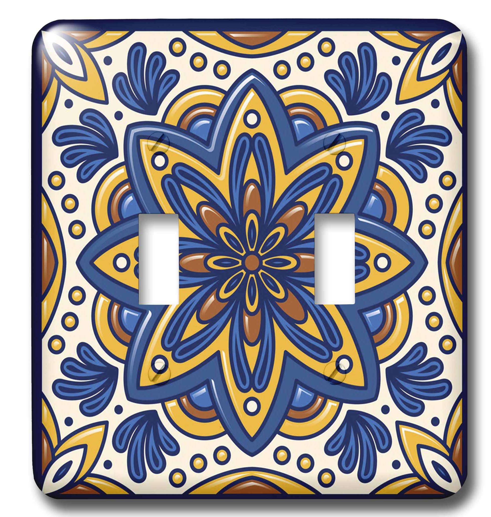 3drose Real Tile With Flower Motiff 2 Gang Toggle Light Switch Wall Plate Wayfair