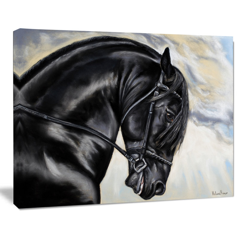 Designart Friesian Horse Painting Painting Print On Wrapped