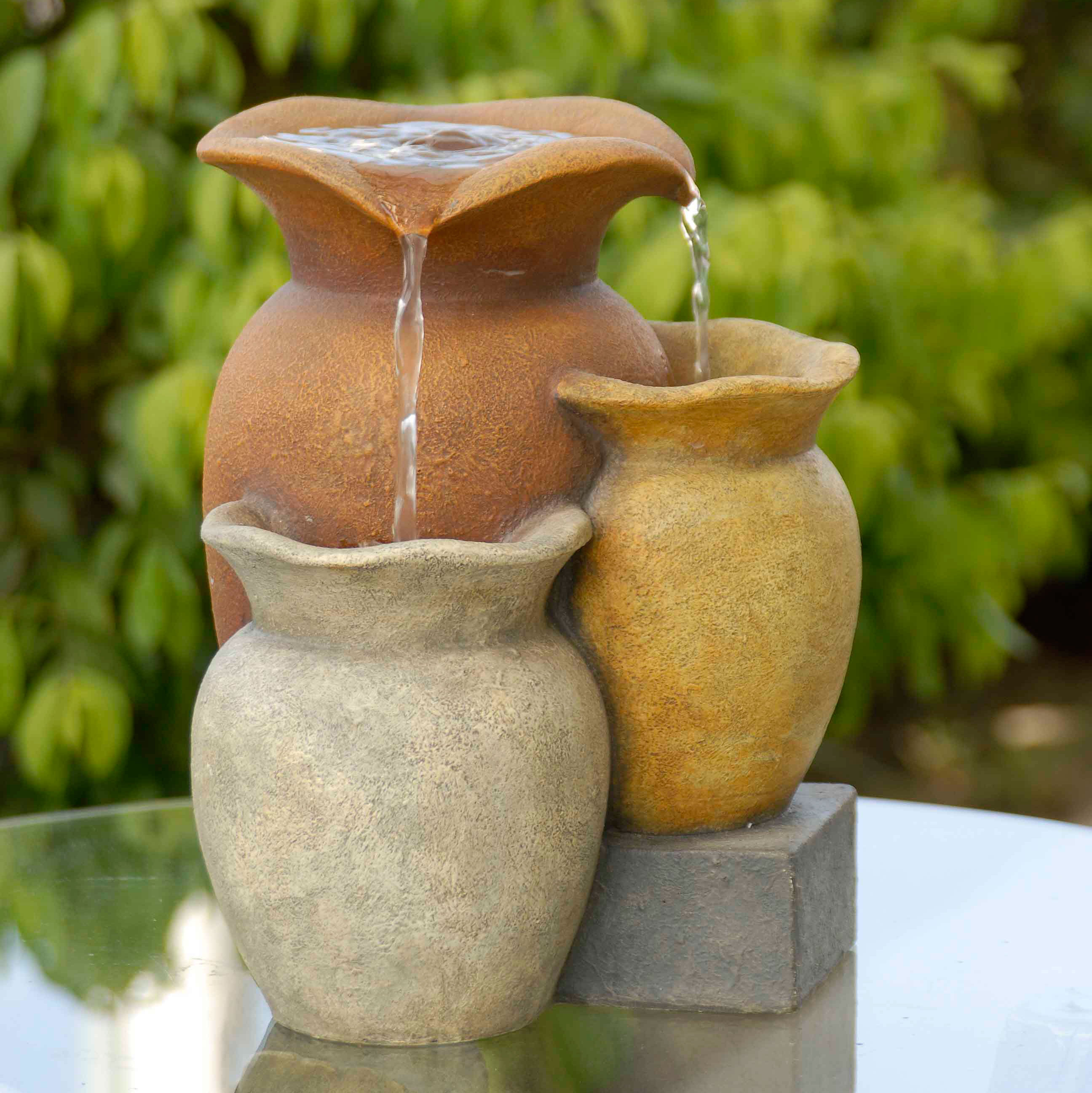 Polyresin /& Fiberglass Tiered Colorful Pots Wall Fountain