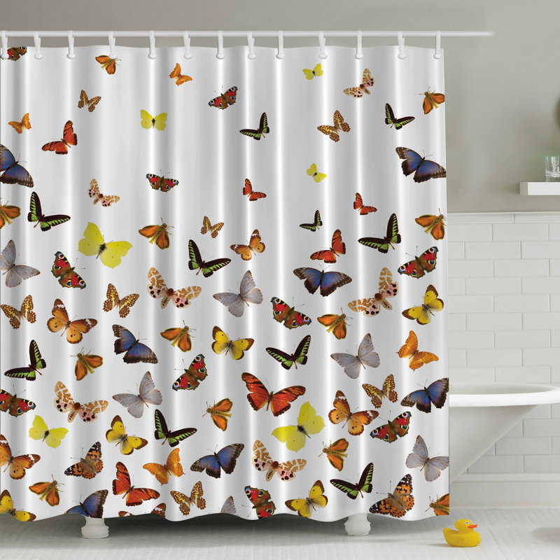 Ambesonne Butterflies Print Single Shower Curtain Reviews Wayfair