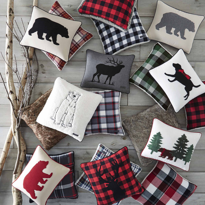 Eddie Bauer Cabin Plaid Stag Head Plaid Throw Pillow Reviews Wayfair