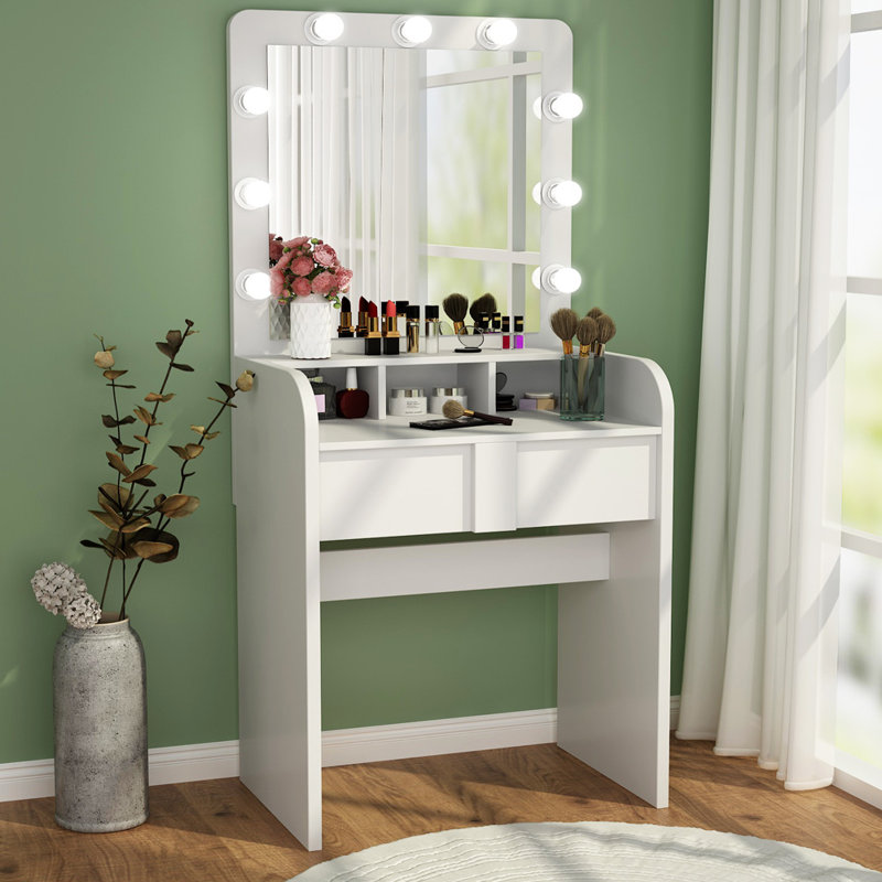 Latitude Run® Makeup Vanity With Lighted Mirror, Vanity ...
