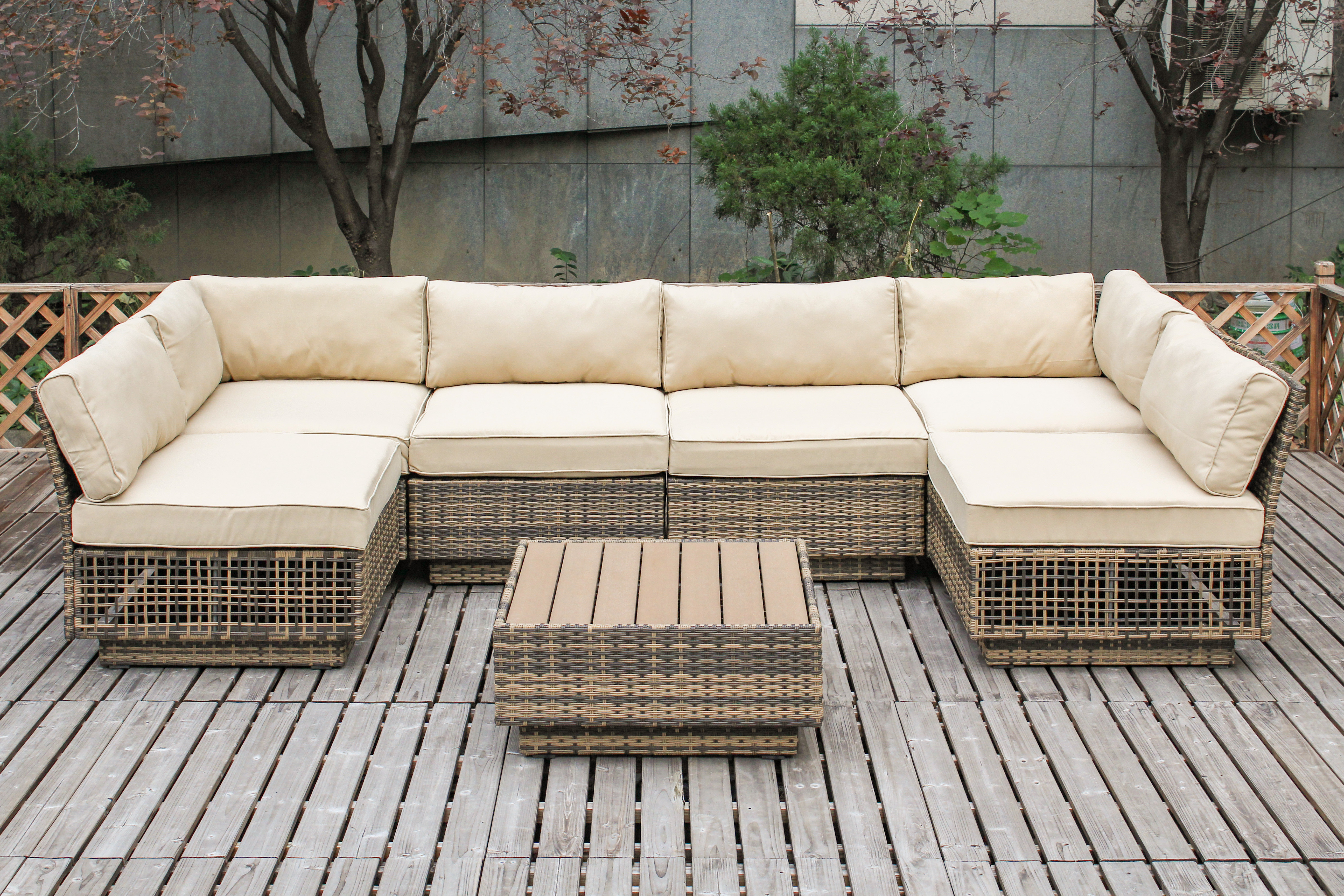 Bayou Breeze Alaia 7 Piece Sectional Set With Cushions Reviews Wayfair