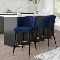 navy blue and gold bar stools