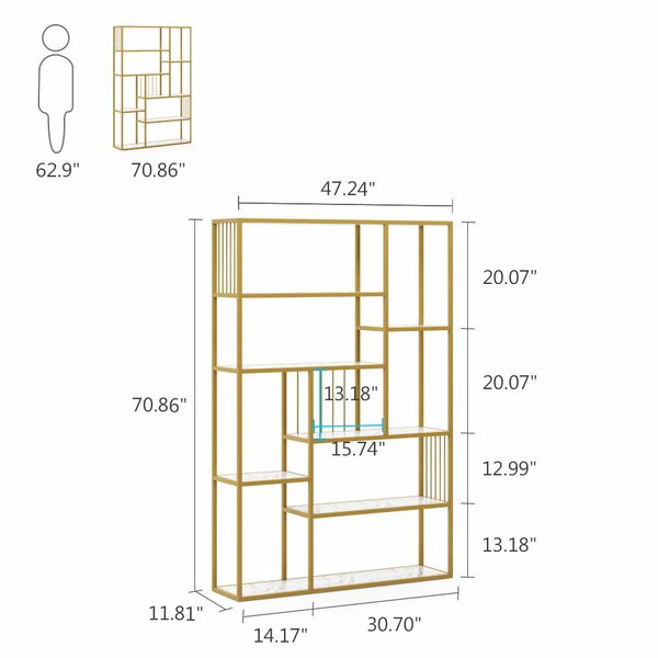 Everly Quinn Adalric 70.86'' H x 47.24'' W Steel Etagere Bookcase with ...