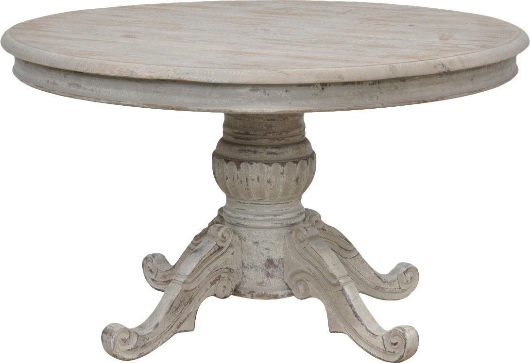 Distressed Round Pedestal Dining Table #pedestaltable #farmhousetable #farmtable