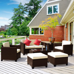 Whately 7 Piece Rattan Sofa Seating Group with Cushions by
