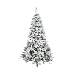 9' Heavily Flocked Pine Medium Artificial Christmas Tree with Multi Lights