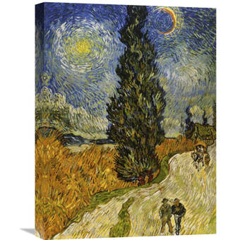 Global Gallery Road Cypress And Star By Vincent Van Gogh Painting Print On Wrapped Canvas Wayfair