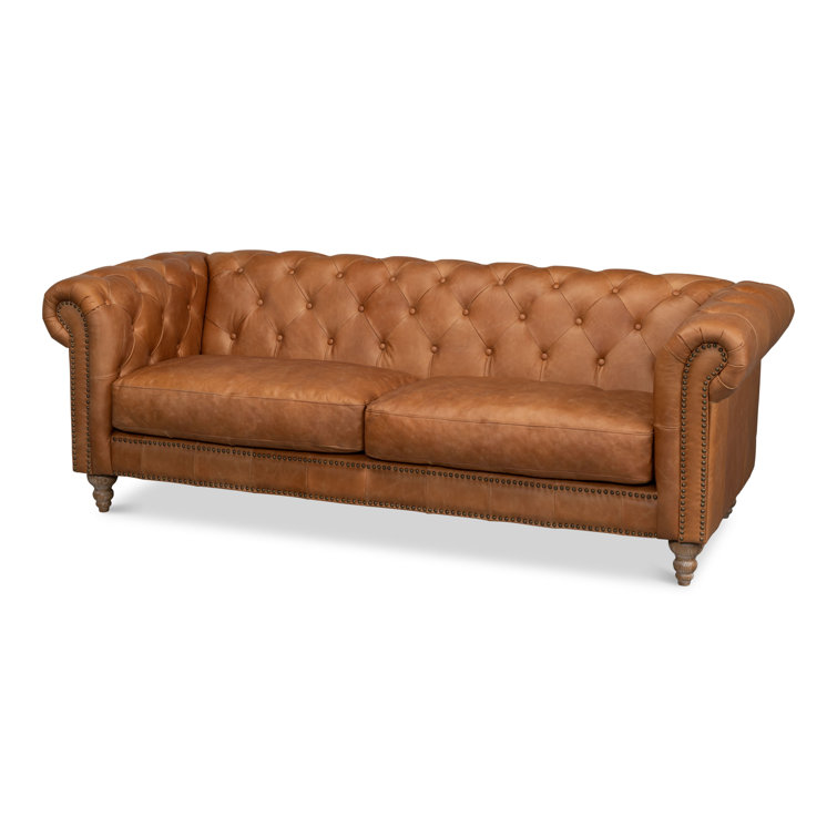 Sarreid Ltd Kingston 85'' Leather Sofa | Wayfair