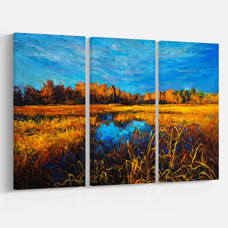 East Urban Home Trees And Lake Under Sunset Oil Painting Print